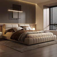 Lit king-size en cuir italien chinois moderne minimaliste, extensible et pliable, pour chambre principale