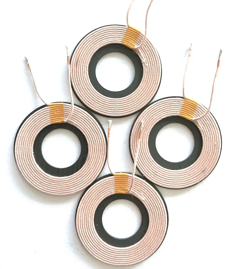 Bobina QI 35*15*1 módulo de bobina com indutor de proteção de ferrite para dispositivo médico bobina magnética de carregamento sem fio