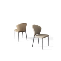 Chaise de salle à manger en cuir PU lisse de luxe avec pieds en métal, chaises d'hôtel de luxe léger