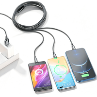 Câble de charge multiple 3 en 1, câble de charge multi-prises tressé, câble USB universel avec Type C/Micro pour téléphones portables