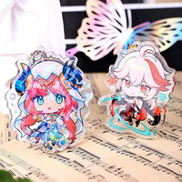 Vente en gros de breloques en acrylique translucide colorées mignonnes et personnalisées, porte-clés en plastique anime pour cadeaux