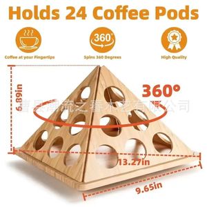 Estante de almacenamiento simple de madera para bolsitas de té, expositor de cápsulas de café para la sala de té, estante organizador triangular giratorio - Product Image 4