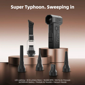 Ventilatore Turbo Portatile Brushless 90000 RPM, Potente Soffiatore d'Aria con Motore da 40W, Luce LED, Forza del Vento 350g per Pulizia Auto, Casa, Ufficio, Palestra - Product Image 3