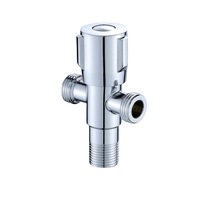 Vanne triangulaire moderne à double usage et multi-sorties en acier inoxydable 201 galvanoplastie Accessoires de robinet à trois roues pour salle de bain