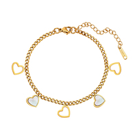 Cheville en acier inoxydable 304 plaqué or avec trèfle à quatre feuilles creux et incrusté pour femme, bijou tendance à chaîne réglable