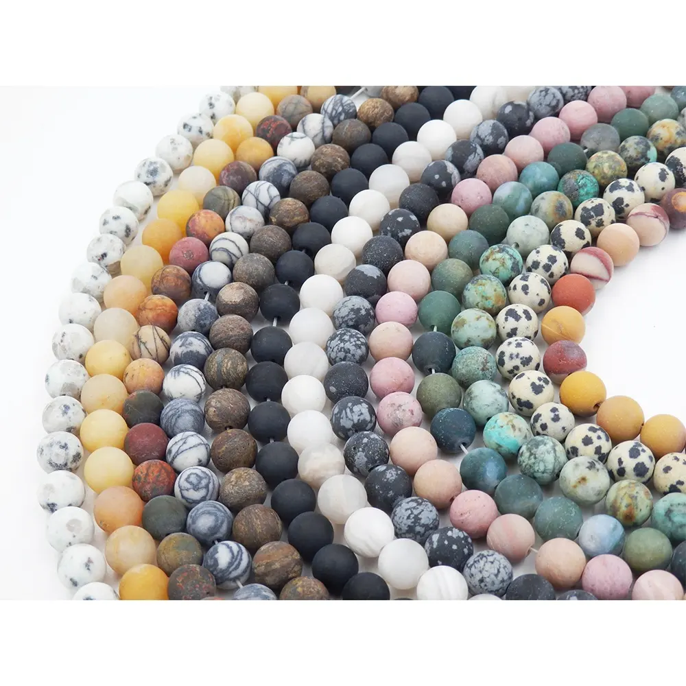 Perles en pierre mate naturelle, pour la fabrication de bijoux, améthyste, howlite, lapis, onyx, amazonite, non polies, vente en gros