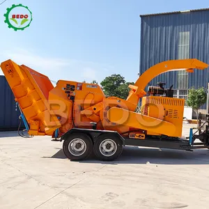 Hot Sale Auto Feed 32-235hp Self Powered Wood Shredder Machine For Mdf Home Garden Diesel Wood Chipper