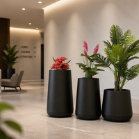 Vas Bunga Stainless Steel Modern Pot Bunga Logam Dekorasi Rumah Penanam Bunga Dalam Ruangan untuk Taman