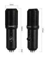 Microfono USB a Condensatore Cardioide con Cancellazione del Rumore, Portatile, in Plastica, per Registrazione in Studio, con Braccio, Filtro Anti-Pop, Supporto Anti-Shock, Cablato, in Metallo