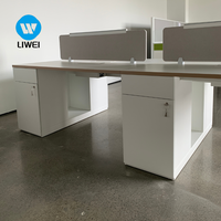 LIWEI Poste de travail modulaire de bureau commercial robuste pour 6 personnes, en panneaux de particules de classe E0, pour espace ouvert