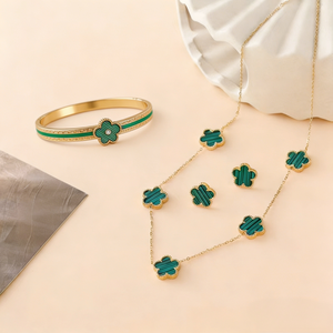 <span class=keywords><strong>Ensemble</strong></span> de bijoux élégant pour femme, collier et boucles d'oreilles en acier inoxydable plaqué or 18 carats, cadeau d'anniversaire - Product Image 6
