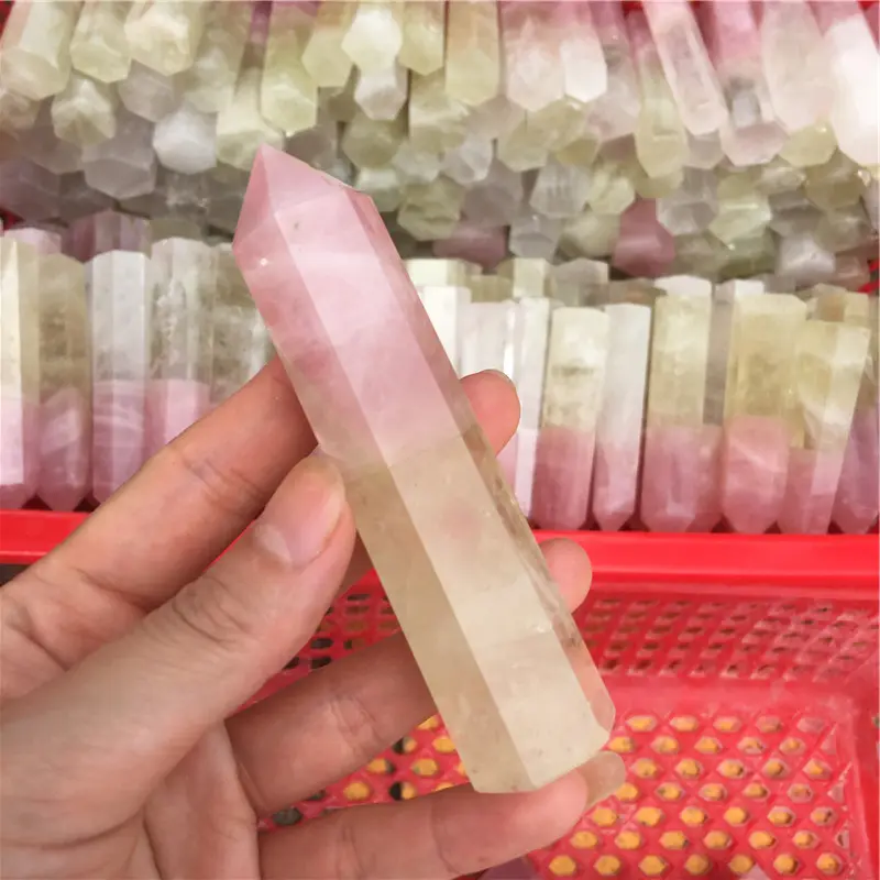 Hot Koop Joint Pijlers Natuur Rozenkwarts Citrien Clear Crystal Tower Crystal Stone Healing Spliced Punt Voor Thuis Decoratie