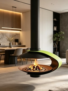 Estufa de Leña Colgante de Bajo Consumo Energético, <span class=keywords><strong>Chimenea</strong></span> de Gas de 800 mm, <span class=keywords><strong>Chimenea</strong></span> Colgante para Interiores, Sala de Estar, Montaje en Techo - Product Image 3