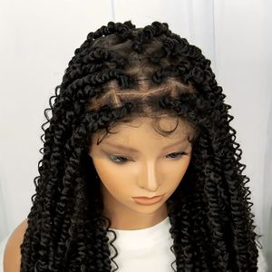 Peluca de Cabello Trenzado a Mano con Encaje Completo, Estilo <span class=keywords><strong>Passion</strong></span>, de 18-36 Pulgadas, Rizado con Ondas de Resorte, para Mujeres Afroamericanas, Peluca Trenzada en Stock - Product Image 4