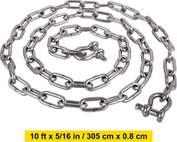 Chaîne d'ancre de manille 8 mm 5/16 pouces DIN766, chaîne de traînée marine à maillons soudés pour bateau et yacht