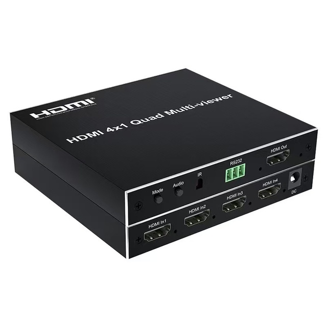 For 4x1 Quad Multi-viewer 1080P 4-in-1 Out Seamless Multiviewer Quad Screen Splitter with 4X1 Audio/Video Metal Video Switchers
