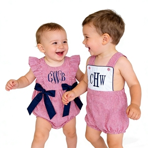 Abbigliamento Estivo per Neonati, Tutina a Bolle Personalizzata con Ricamo del 4 Luglio, Motivo a Quadretti Blu e Bretelle Rosse per Bambini e Bambine 2026 - Product Image 5
