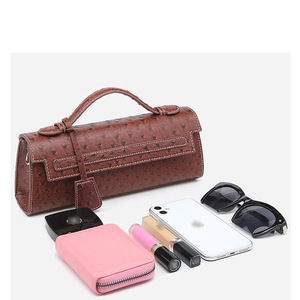 กระเป๋าเงินสะพายข้างสำหรับผู้หญิงใหม่กระเป๋าถือผู้หญิงลายหนังนกกระจอกเทศทรงสี่เหลี่ยมผืนผ้า - Product Image 4