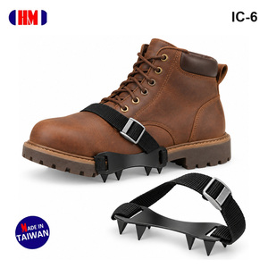 Crampons à glace pour bottes de travail, 6 points d'ancrage, en acier estampé, avec sangle en sangle tissée, pour allées glacées, paire, fabricant OEM ODM, Taïwan - Product Image 4
