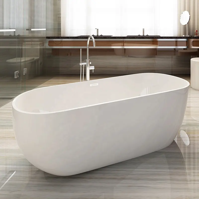 Salle de bain en céramique blanche en pierre de marbre Fournisseur autonome Fabricant de baignoire cPUC Baignoire autoportante en acrylique pour adulte