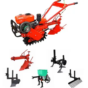 Cultivateurs à essence refroidis par air 7HP agriculture agriculture jardin mini motoculteur + charrue rabattable