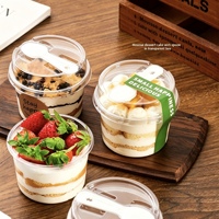 Boîte en plastique transparente avec couvercles en forme de dôme et cuillère, jetable, pour gâteaux, desserts, cupcakes, parfaits, puddings, snacks, fruits, pâtisseries