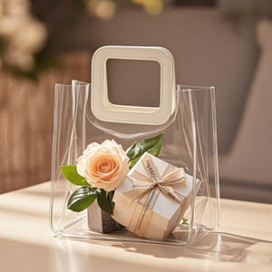 투명 웨딩 꽃 보석 선물 가방 로고와 토트 백 재사용 가능한 <span class=keywords><strong>PVC</strong></span> 쇼핑백 - Product Image 1