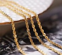 Chaîne en or pur Au750 Xinfly en gros, chaîne torsadée en or 18 carats, 17-18 pouces, collier en or pur