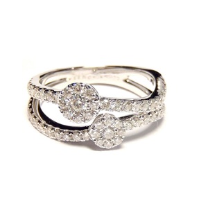 Bague en or blanc massif 18 carats avec grappe de diamants, taille brillant SI, classique, sertie pavé, bijoux pour femme - Product Image 1