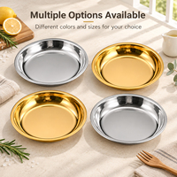 Assiette coréenne extra-épaisse en acier inoxydable, écologique, durable, de qualité alimentaire, à base plate, pour barbecue et service de snacks
