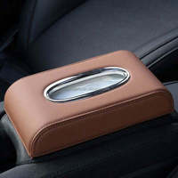 Caja de pañuelos de cuero universal, dispensador de servilletas para hotel, caja de pañuelos de cuero para coche TH15