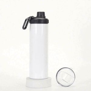 Vaso de sublimación AGH Usa Warehouse, blanco, de 20 oz, con borde de acero inoxidable, base plana, delgado, recto, con tapa. - Product Image 6