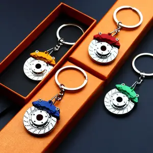 Wholesale Car Keychain Accessories Spinning New Disc Brake Rotor Keychain Metal Zinc Alloy YX Car Key Ring Offset Printing 10pcs