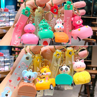 Porte-clés PVC Kawaii Animaux au Volant : Koala, Canard, Chien – Porte-clés en Caoutchouc PVC Personnalisable 3D pour Décoration