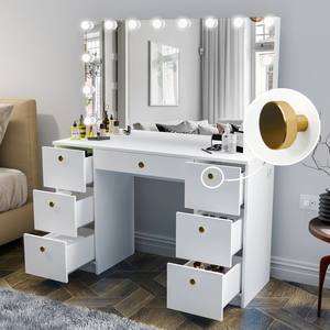 Precio bajo Espejo Led largo Muebles de sala de estar Tocador Madera Bombilla de vidrio iluminada Tocador laminado <span class=keywords><strong>grande</strong></span> Lujo - Product Image 3