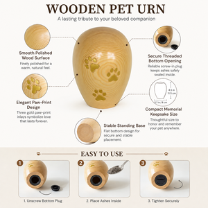 Memory Egg Holz-Urne für Tierasche, Gedenk-Andenken-Urne für Hunde und Katzen, Dekorative Urne für Zuhause - Product Image 3