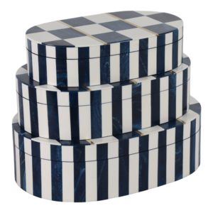 Juego de Cajas Decorativas Ovaladas a Cuadros, Modernas Cajas de Almacenamiento de Resina y Madera con Tapas para Joyería y Decoración del Hogar - Product Image 6