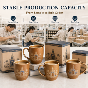 <span class=keywords><strong>Taza</strong></span> de Cerámica de 11 oz con Diseño Geométrico de Minarete Koutoubia Estilo Marrakech Marroquí, con Juego de Cucharas, OEM, ODM, Personalizable - Product Image 5