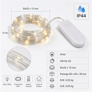 Luci a Cascata Fatate, Confezione da 12, Ricaricabili a Batteria, Classificazione IP44, 4M, Luci a Tenda <span class=keywords><strong>LED</strong></span> AC, 10 <span class=keywords><strong>LED</strong></span> <span class=keywords><strong>per</strong></span> Tutte le Feste e Festival - Product Image 3