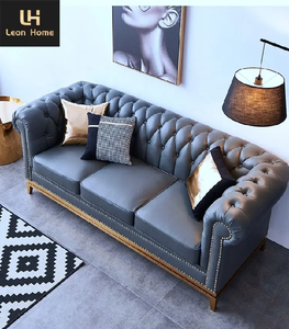 ソファ高品質高級アンティークチェスターフィールドソファ本革リビングルーム - Product Image 3