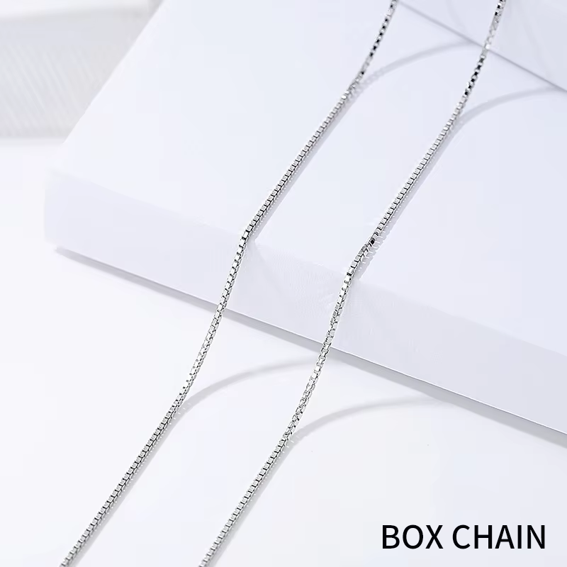 G06 Rhodium plated 0.8mm 40cm+5cm Box Chain
