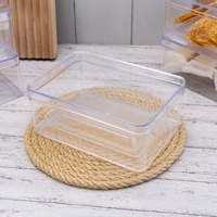 Boîte d'emballage alimentaire en plastique PS de qualité alimentaire, rectangulaire, double couche, fond concave, épaisseur 1 mm, avec couvercle, pour biscuits et aliments secs