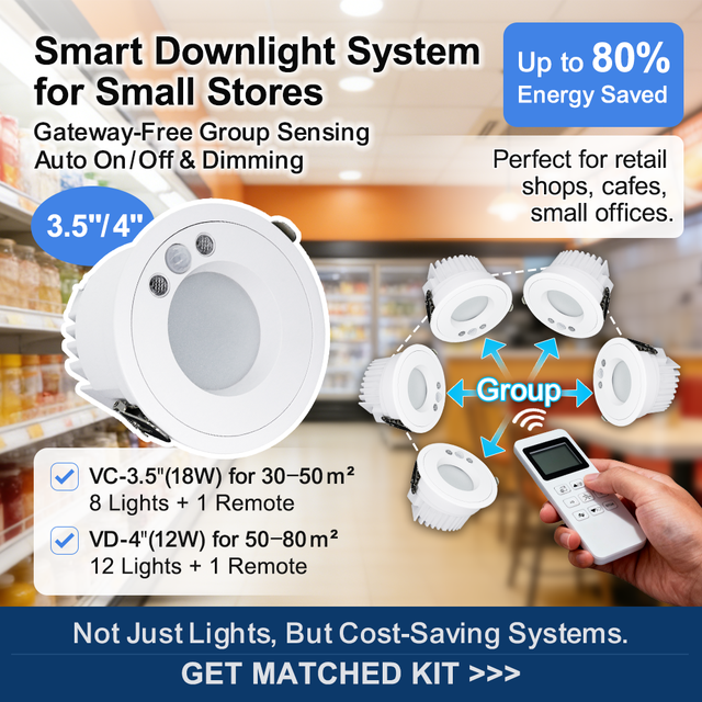 Amelech Smart Downlight Solutions with Motion and Daylight Sensors for Retail Store Lighting