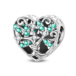 A green and white brass pendant featuring the classic four-leaf clover and heart motif, perfect for women - Product Image 4