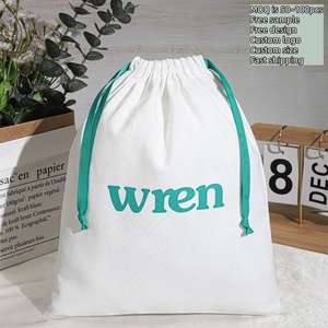 Tùy chỉnh vải trắng dây rút đồ lót khăn lưu trữ túi tái chế bông vải mỹ phẩm bụi <span class=keywords><strong>Pouch</strong></span> - Product Image 1