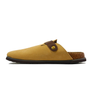Mules et sabots pour hommes en cuir nubuck véritable avec semelle en liège, à bride réglable, style rétro décontracté