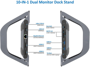 Usb C máy tính xách tay Docking Station Màn hình kép 10-Port Dual HD. Mi màn hình USB C dock đứng với 2 HD. Mi 3 USB, SD/TF Đầu Đọc Thẻ - Product Image 5