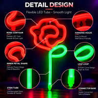 Jouet lumineux LED néon en forme de rose, bâton lumineux coloré en forme de fleur, lumière décorative pour fête, festival, cadeau