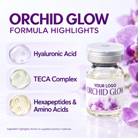 Ensemble d'ampoules de sérum facial Orchid Glow, acide hyaluronique, complexe TECA, hydratant, revitalisant, anti-rides, flacons en verre, logo personnalisé