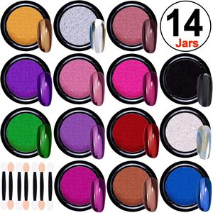 Poudre miroir arc-en-ciel scintillante de luxe pour nail art, effet vague d'eau magique solide, vente en gros transfrontalière directe usine - Product Image 5